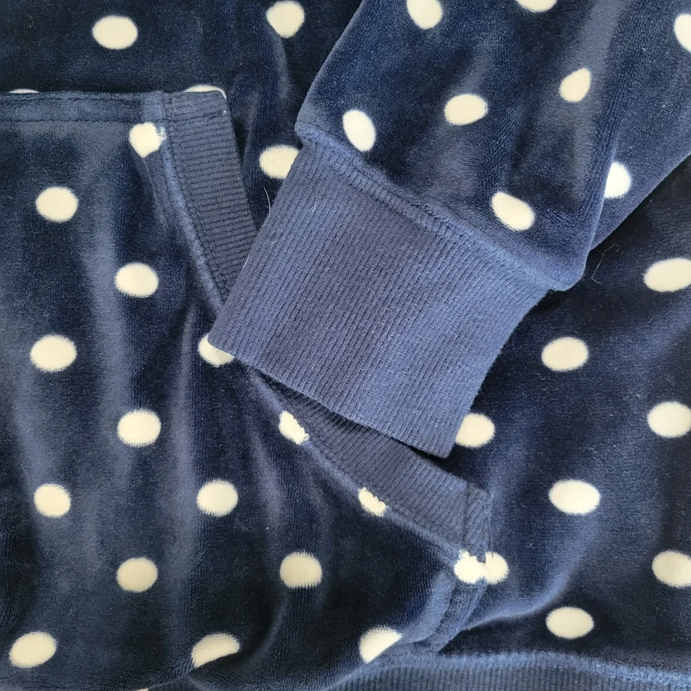 Jenni Intimates Polka Dot Velour Lounge Wear Set Hoodie & Pant Set L EUC Navy - Picture 6 of 16